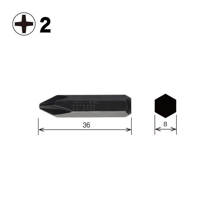 Vessel Brand Impact Driver Bit Plus 2x36 C512036 - Heavy-Duty Construction