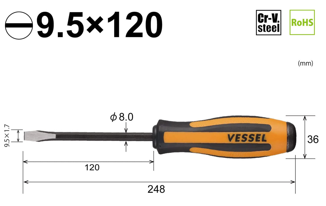 Vessel Megadora Chisel Driver 9.5x120 Size 970 Model by Vessel