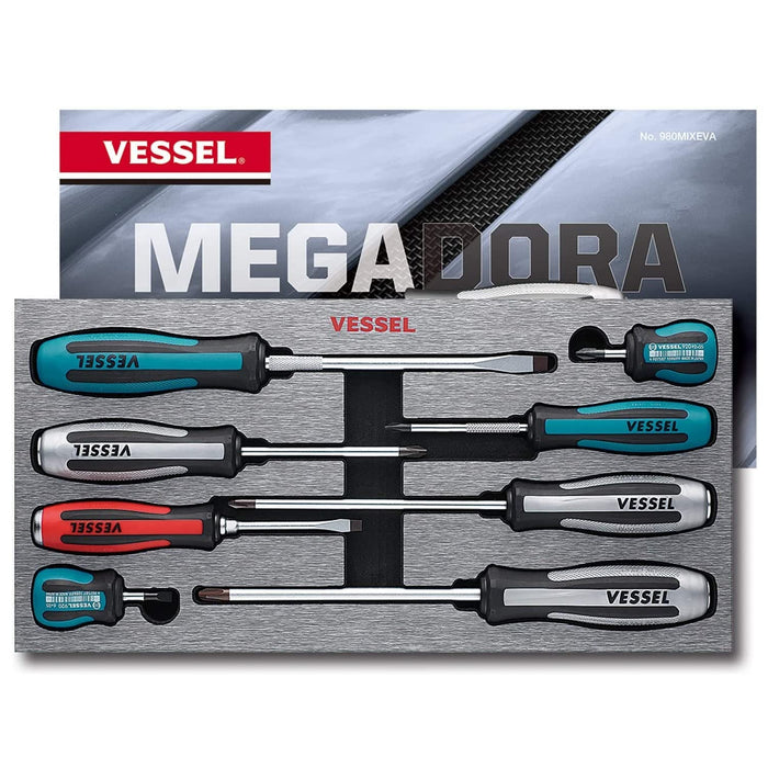 Vessel Megadora 8-Piece Screwdriver Set - High-Impact Durable Tools by Vessel