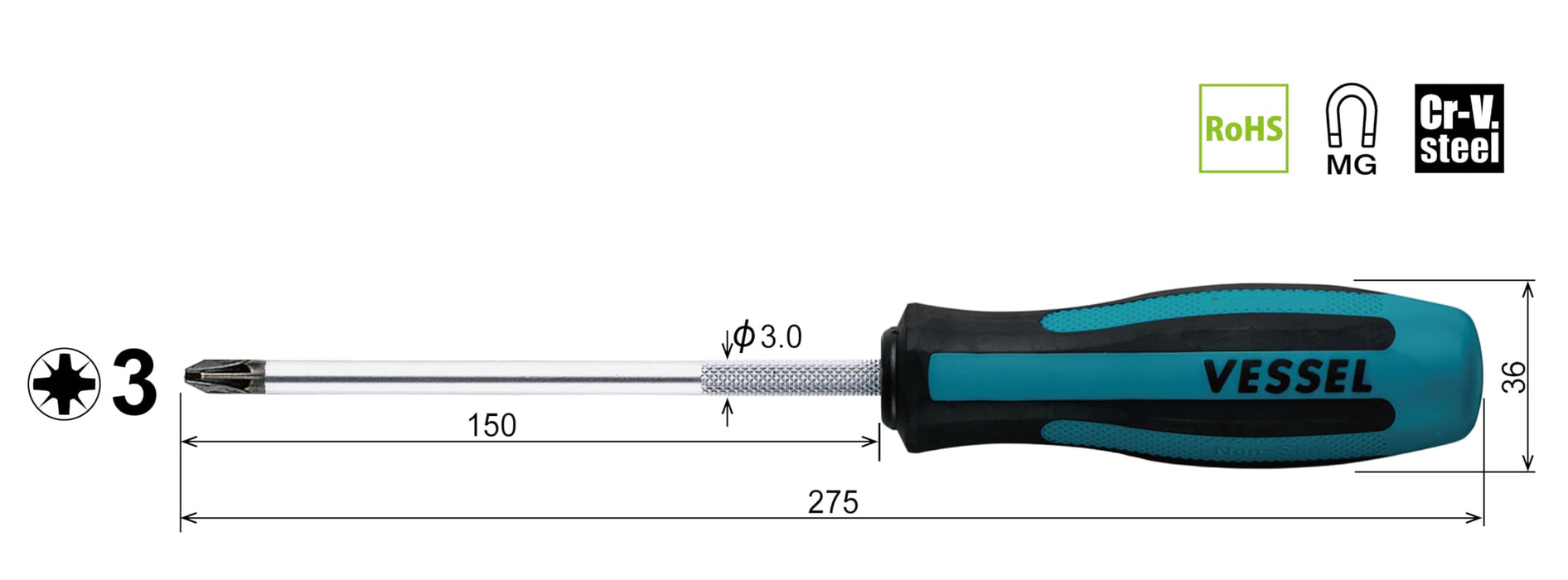 Vessel Megadora Posidriver Pz3x150 Model 903 - High-Quality Vessel Tool