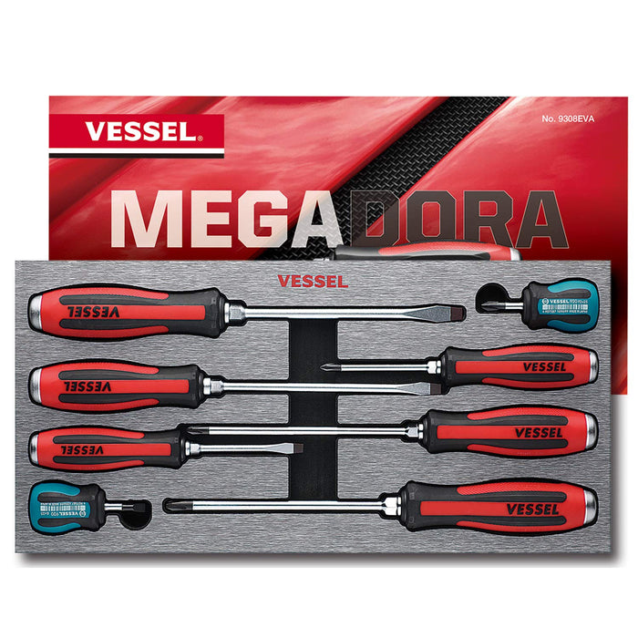 Vessel Megadora 8-Piece Tongue Thru Driver Set with EVA Foam 9308Eva