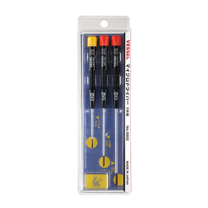 Vessel Precision Micro Screwdriver Set of 3 - +00/+0/-1.8 Models 9902