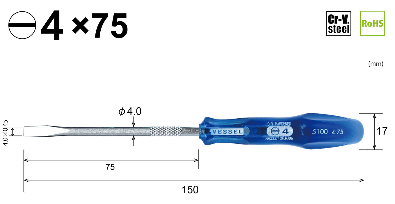 Vessel Power Grip Precision Axis Driver B-5100 - 4x75mm