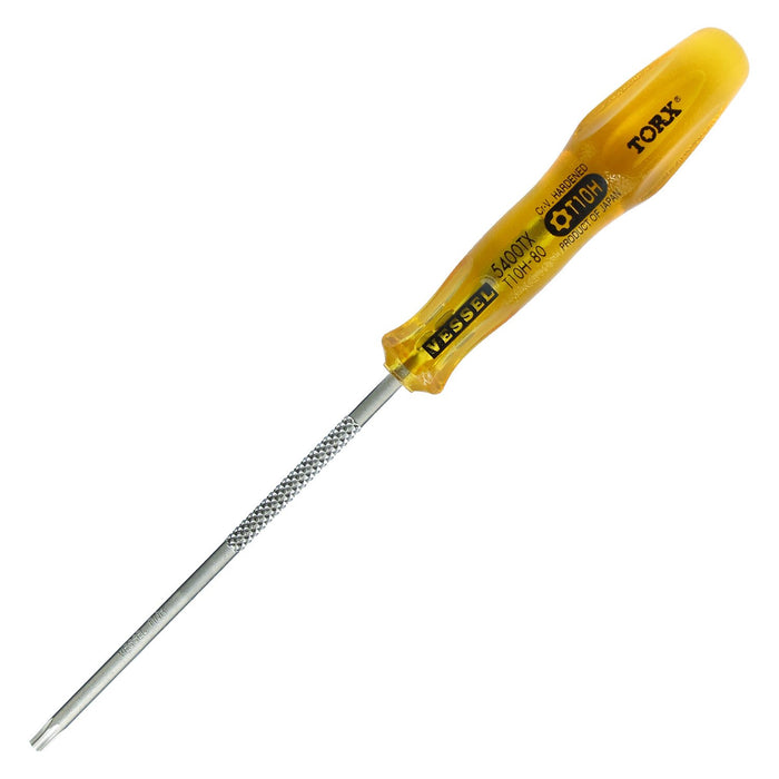 Vessel Power Grip T10H Torx Screwdriver - 80mm Tamper-Proof - B-5400Tx Model