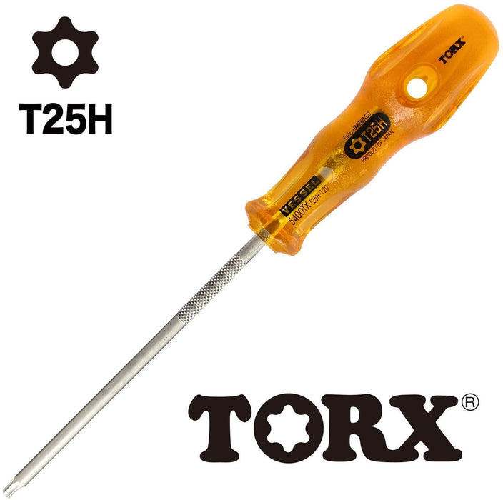 Vessel T25H Power Grip Torx 螺丝刀防篡改 5400Tx - 120 毫米