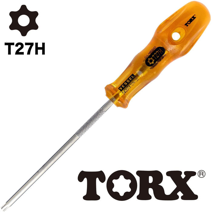 Vessel Power Grip Torx T27H Screwdriver - Tamper-Proof 120mm 5400Tx Vessel Series