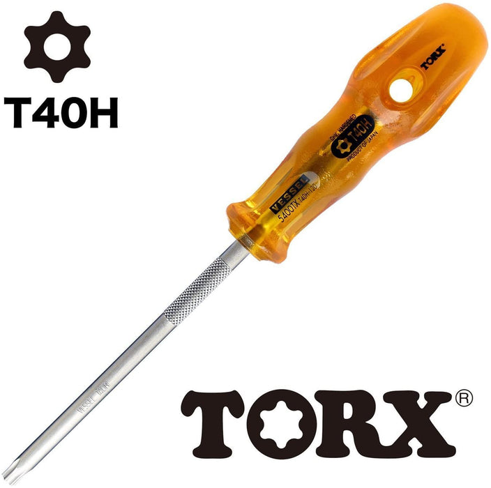 Vessel Power Grip Torx T40H Screwdriver 120mm Tamper-Proof 5400Tx - Vessel Brand