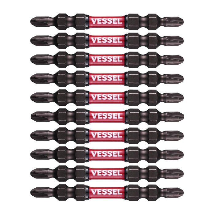 Vessel Sakisbo Slim Torsion Bit Set Double Head +2 X 65mm Pack of 10 - SDT10P2065F