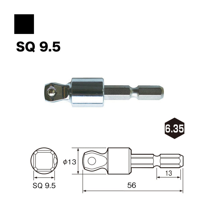 Vessel A20WSQ3 Swing Socket Adapter 3/8 inch (9.5mm) Sq x 50mm