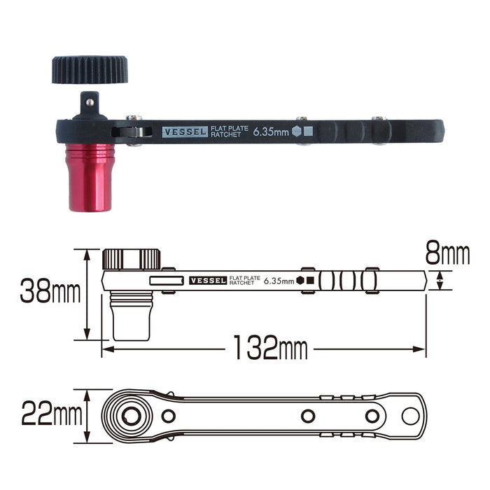 Vessel Torx Plate Ratchet Screwdriver with 10 Bits - Vessel Tx-12Mc Driver