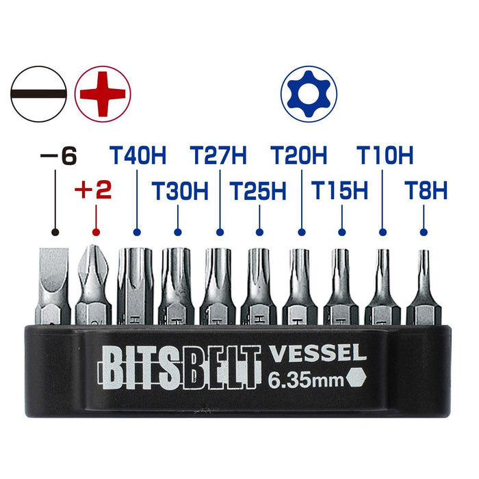 Vessel Torx Plate Ratchet Driver Tx-11 with 10 Bits