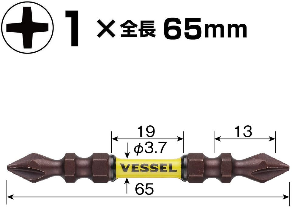 Vessel 40V Double Ended Bit Sakisbo Torsion +1x65 Sst141065 2 Pieces Set