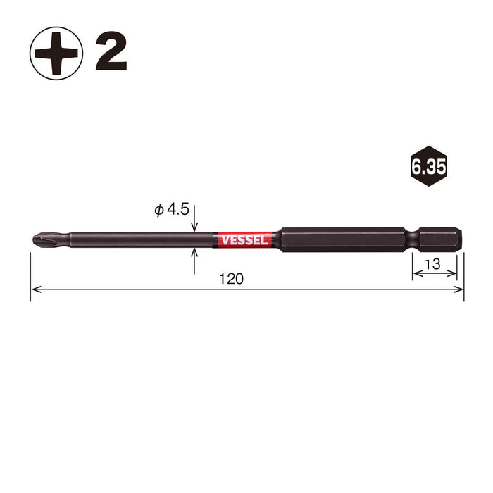 Vessel 40V Sakisubo 階梯鑽頭 2 件套 SS162120 4.5 x 120mm