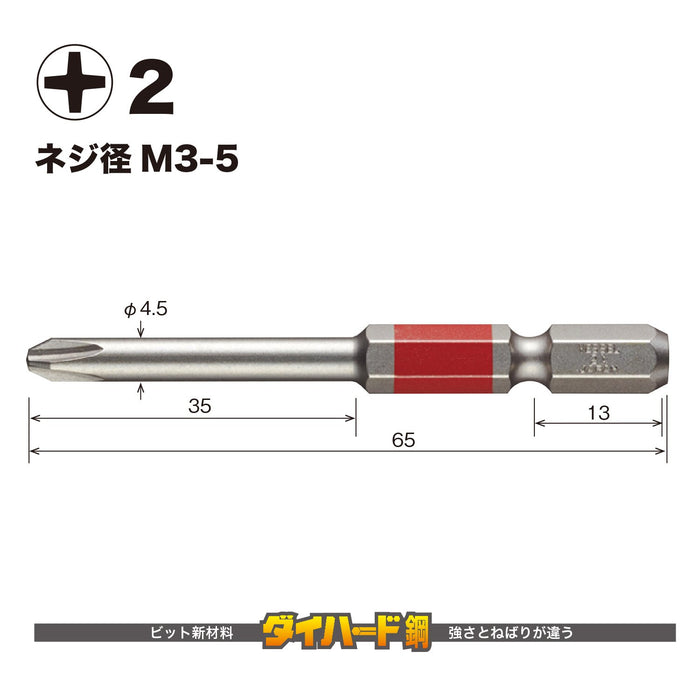 Vessel 40V 單頭 Gosai 鑽頭帶 2x65 2 件套 GS162065