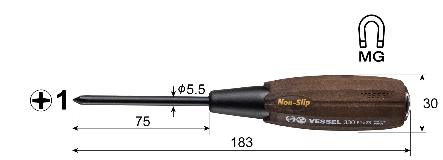 Vessel Woody Penetrating Driver with Non-Slip Grip B-330 +1x75 - Vessel Brand