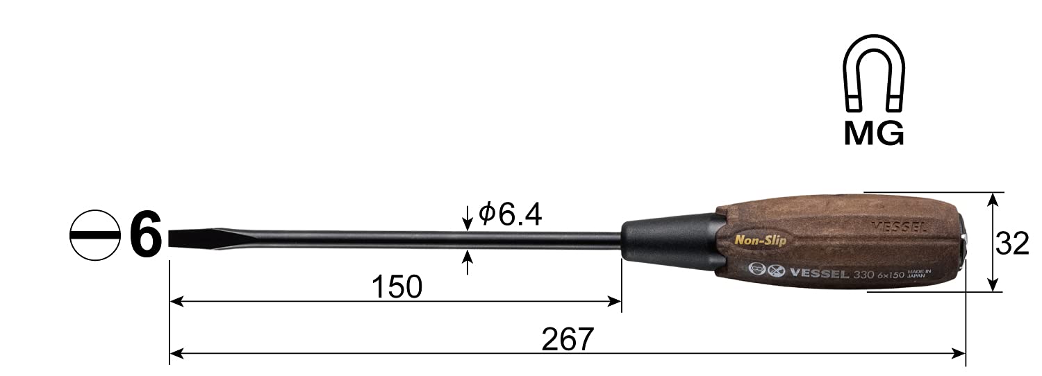 Vessel Woody Penetrating Driver with Non-Slip Grip 6x150 B-330