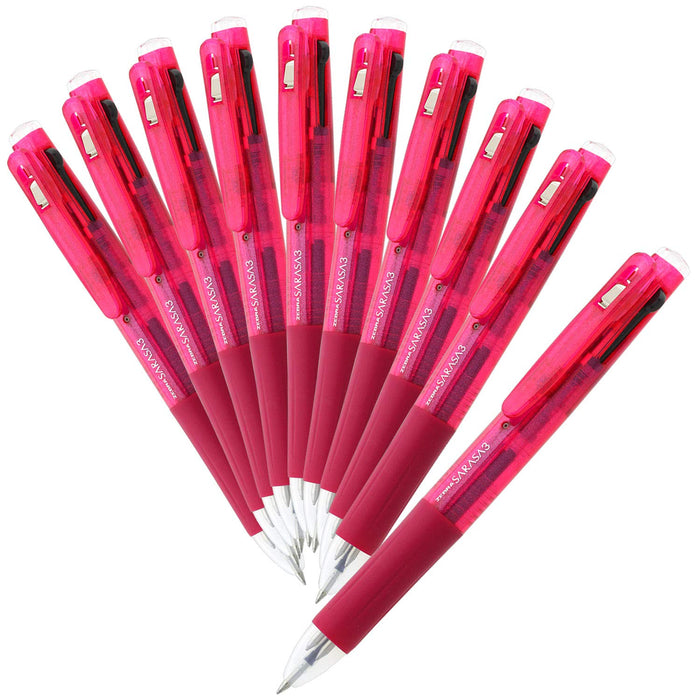 Zebra Sarasa 3-Color 0.5mm Wine Ballpoint Pen Pack of 10 Bottles