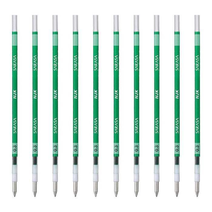 Zebra Brnjk3G Green Ballpoint Pen Refills - Prefeel Sarasa Njk-0.3 Lead - Pack of 10