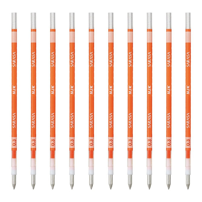 Zebra Ballpoint Pen Refill Sarasa Njk-0.3 10-Piece in Red Orange Brnjk3Ror