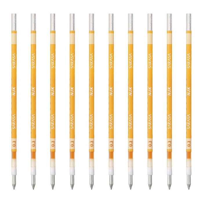 Zebra Prefeel Sarasa Ballpoint Pen Refills - 0.3 Lead Yellow - 10 Pieces Pack