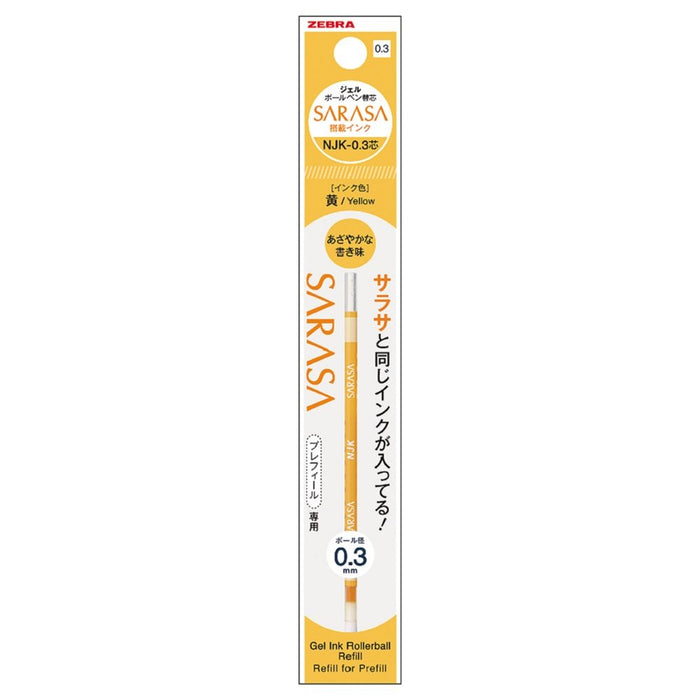 Zebra Prefeel Sarasa Ballpoint Pen Refills - 0.3 Lead Yellow - 10 Pieces Pack