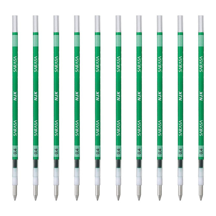 Zebra Prefeel Sarasa 10-Pack Green Ballpoint Pen Refill 0.4mm Lead - Zebra Brnjk4G