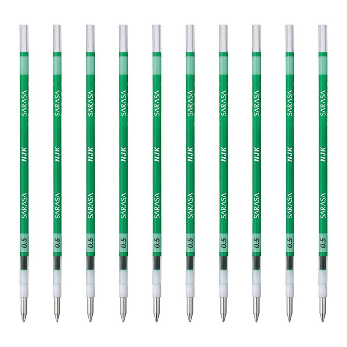 Zebra Prefeel Sarasa Ballpoint Pen Refill 0.5mm Green 10 Pack