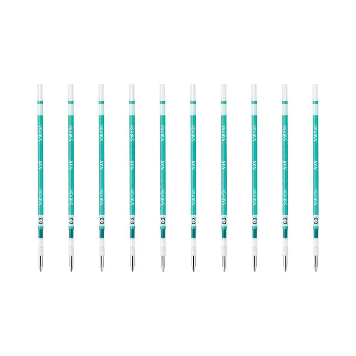 Zebra Sarasa Select Blue Green 0.3mm Ballpoint Pen Refills 10 Pack