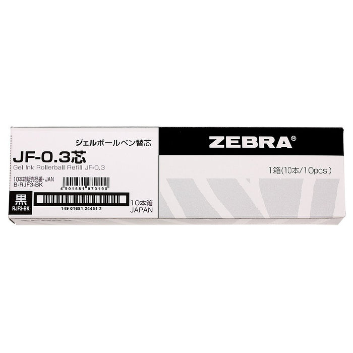 Zebra Sarasa JF-0.3 Black Gel Ballpoint Pen Refill Pack of 10 - Zebra BRJF3BK