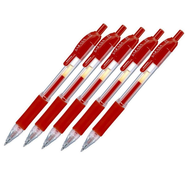 Zebra Sarasa Gel Ballpoint Pen 0.5 mm Red Ink 5 Pieces Pack - Zebra