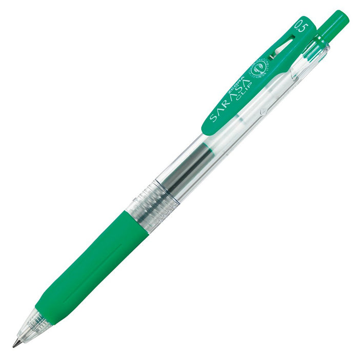 Zebra Sarasa Clip 0.5 Green Gel Ballpoint Pen Pack of 10