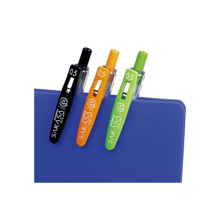 Zebra Sarasa Clip 0.5 Green Gel Ballpoint Pen Pack of 10