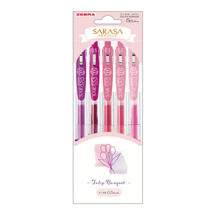 Zebra Sarasa Clip 0.5mm Flower Bouquet Tulip Gel Pen 5 Color Set Pack of 1