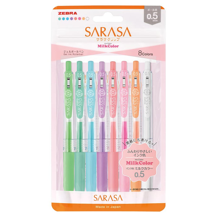 Zebra Sarasa Clip 8-Color Set 0.5mm Milk Gel Ballpoint Pens