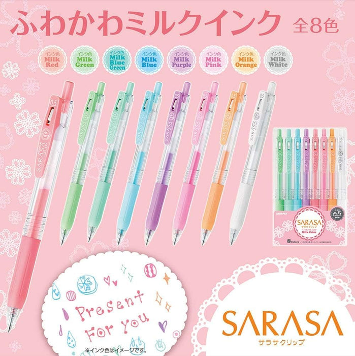 Zebra Sarasa Clip 8-Color Set 0.5mm Milk Gel Ballpoint Pens