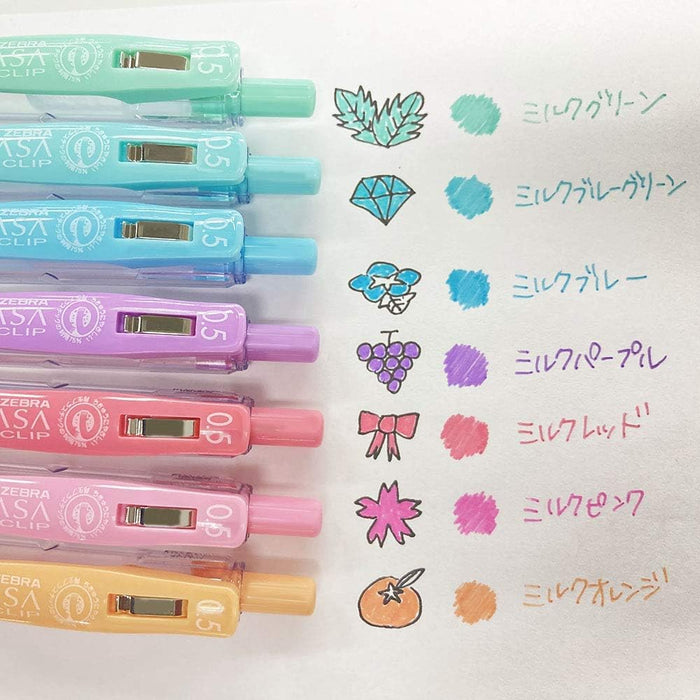 Zebra Sarasa Clip 8-Color Set 0.5mm Milk Gel Ballpoint Pens