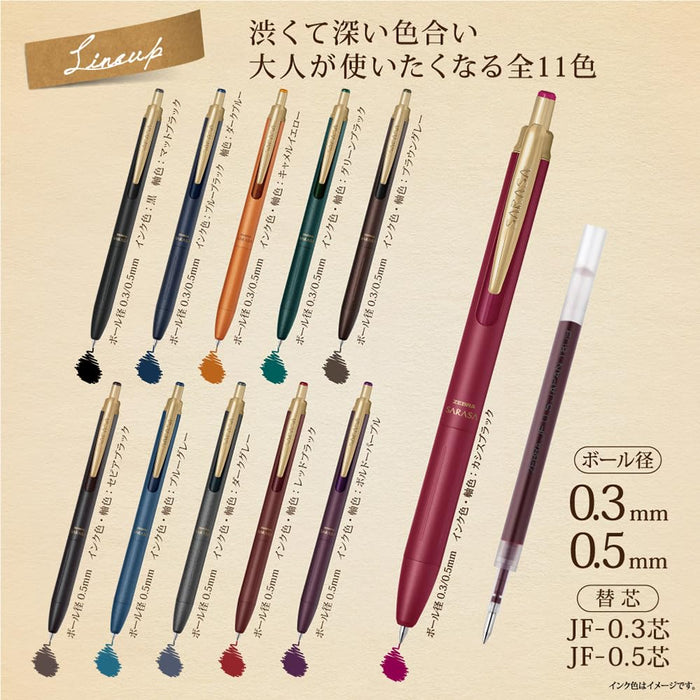 Zebra Sarasa Grand 中性原子筆 0.3 mm 卡西斯黑色