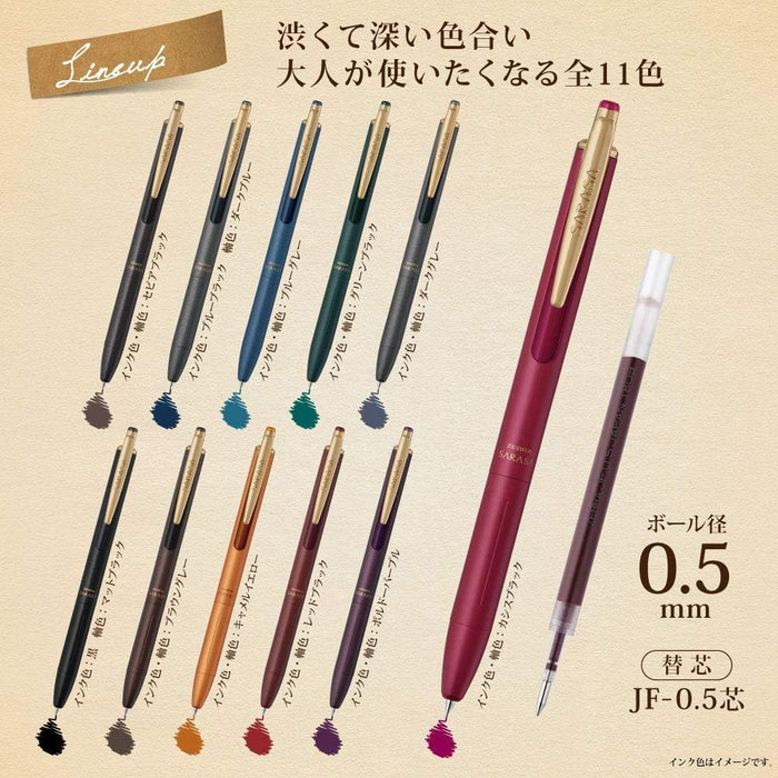 Zebra Sarasa Grand 20 週年紀念版中性筆 0.5 毫米黑色墨水白金筆桿