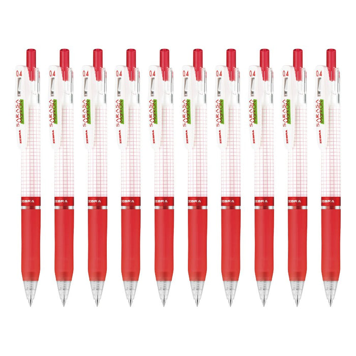 Zebra Sarasa Markon Gel Ballpoint Pen 0.4mm Red Ink Pack of 10