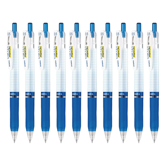 Zebra Sarasa Markon 0.5 Blue Gel Ballpoint Pen Pack of 10