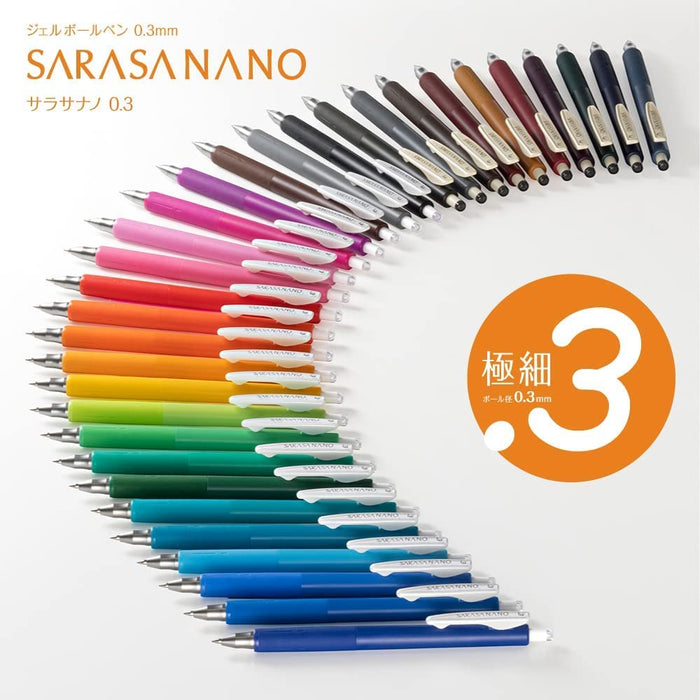 Zebra Sarasa Nano 0.3MM Gel Ballpoint Pens in Magenta Pack of 10