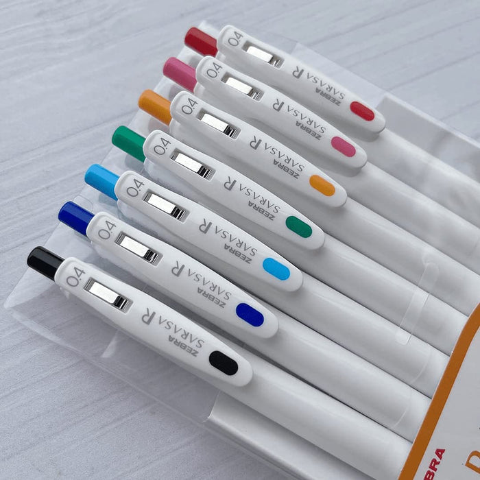 Zebra Sarasa R 7-Color Set 0.4mm Fine-Tip Smooth Gel Ballpoint Pen