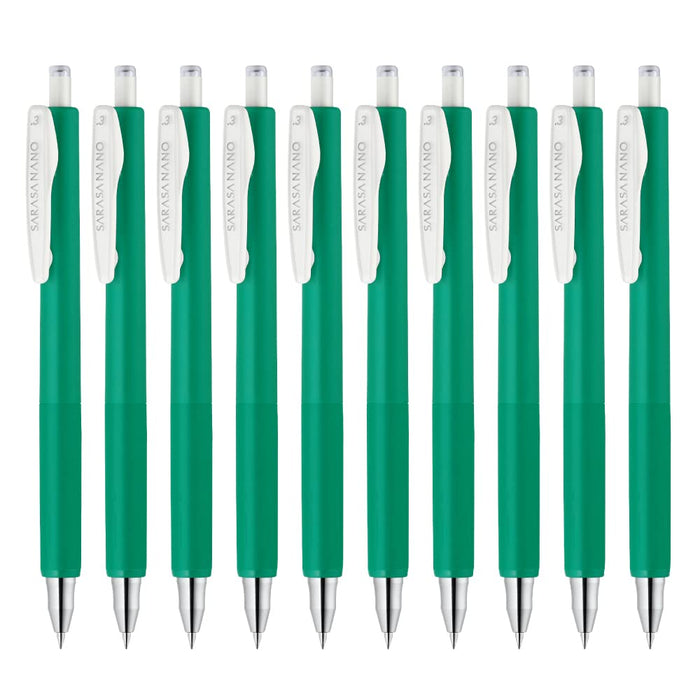 Zebra Sarasanano Gel Ballpoint Pen 0.3mm Green Ink Pack of 10