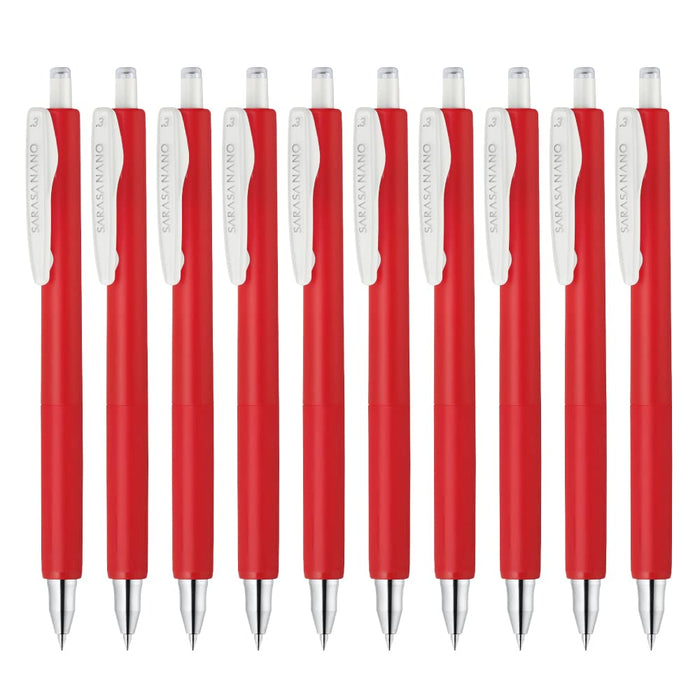 Zebra Sarasanano Gel Ballpoint Pen 0.3mm Red Ink Pack of 10