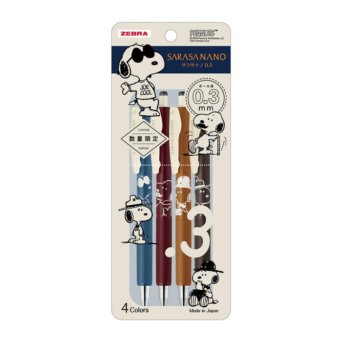 Zebra Sarasanano Snoopy 4-Color Set Gel Ballpoint Pen 0.3mm - Zebra Jjh72-Sn-4C