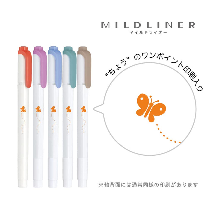 Zebra 5 Color Set Mild Liner Highlighter - Butterfly B Wkt5-5C-4B