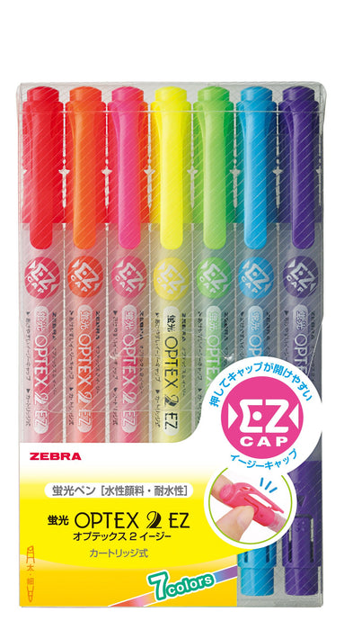 Zebra Optex 2 Ez 7-Color Highlighter Set Model Wkt11-7C