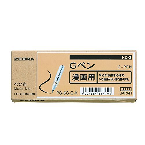 Zebra Manga G Pen Nib Pack of 100 Durable and Versatile Pg-6C-Ck Series