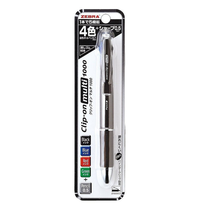 Zebra Multi-Function 4-Color Pen with Sharp Clip-On Black Model 1000 P-B4Sa2-Bk