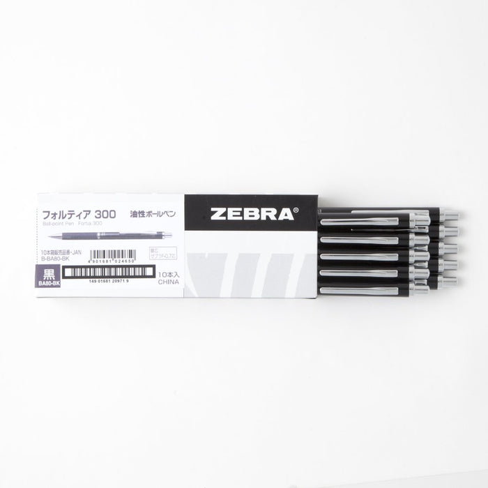 Zebra Fortia 300 Black Oil-Based Ballpoint Pen Pack of 10